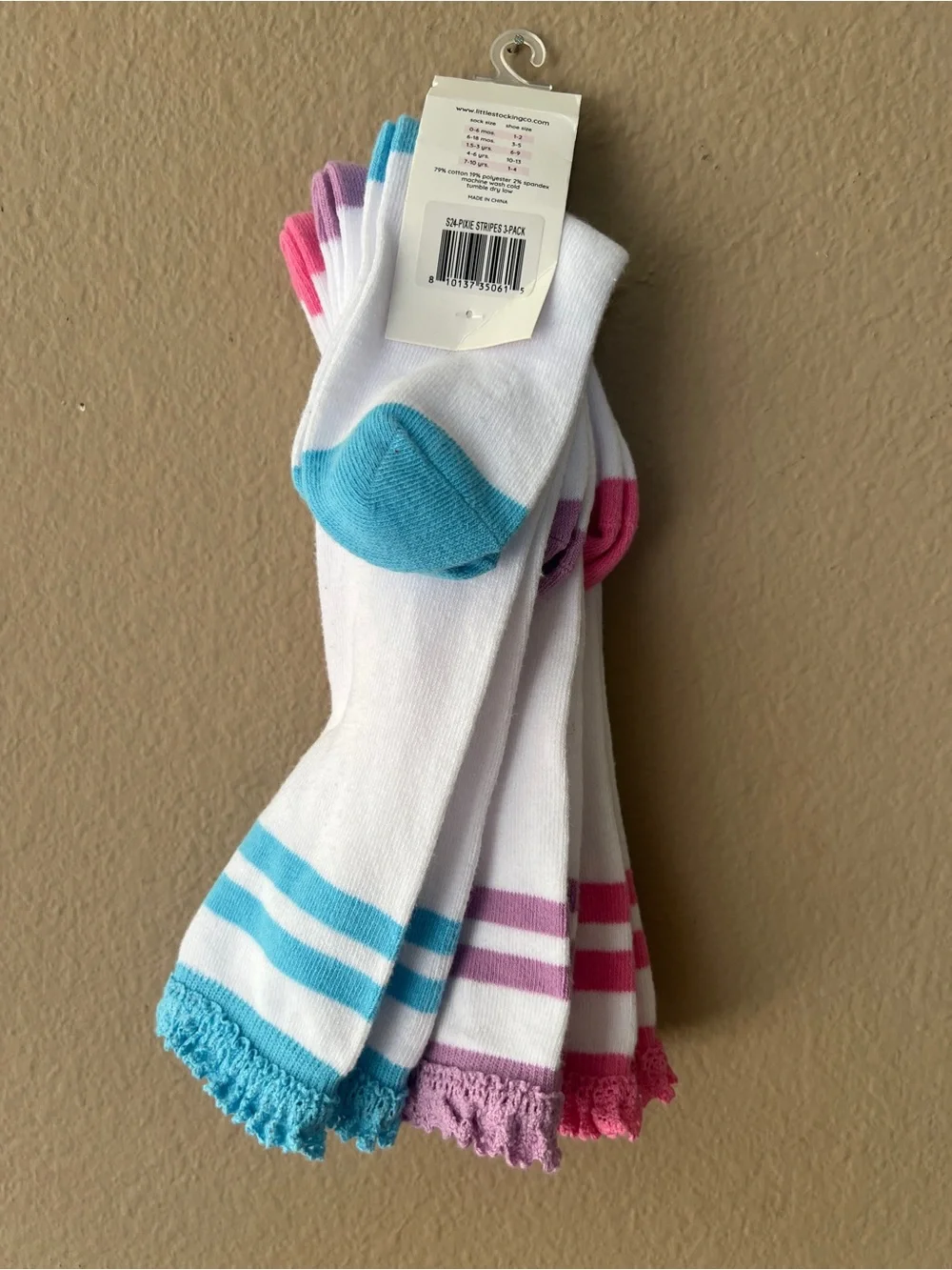 LSC Girls' Pixie Stripe Lace Top Knee Socks